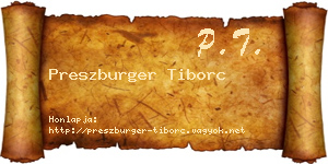 Preszburger Tiborc névjegykártya